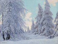 Картины - Карл Гауптманн, Солнечный зимний день в лесу