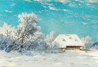 Картины - Карл Гауптманн, Дом под снегом в Шварцвальде утром