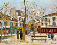 Картины - Морис Утрилло, Площадь Тертр на Монмартре и Сакре-Кер. Площади Парижа
