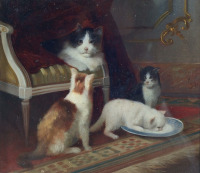 Картины - Софи Сперлих, Интерьер с кошками и котятами
