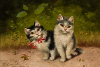 Картины - Софи Сперлих, Котята и красный бантик
