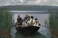 Картины - Симон Симонсен, После охоты на уток, Собачья лодка