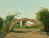 Картины - Антонио Донги. Пейзаж с мостом в Ночера-Умбра