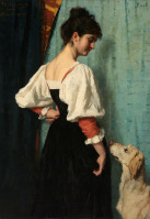 Картины - Тереза Шварц, Молодая итальянка с собакой