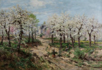 Картины - Генрих Хартунг. Цветущий сад на окраине