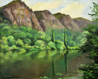 Картины - Поль Эмиль Писсарро. Горный пейзаж с рекой
