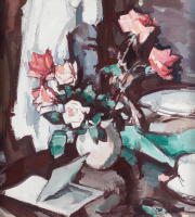 Картины - Самуэль Джон Пепло. Натюрморт с розами и книгой