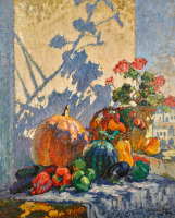 Картины - Константин Горбатов. Осенний натюрморт с тыквой и цветами
