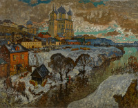 Картины - Константин Горбатов. Вид на Троицкий собор в Пскове