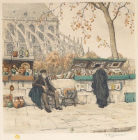 Картины - Картини.  Тавік Франтісек Симон (1877-1942).  Париж. Продавець на  вулиці.