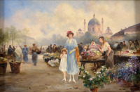 Картины - Эмиль Барберини. Венский цветочный рынок