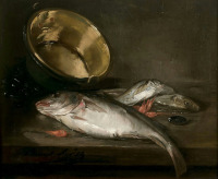 Картины - Альфред Брунель де Невиль. Натюрморт Рыба и креветки