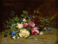 Картины - Фредерик Йоханнес Янсен. Цветочный натюрморт с розами