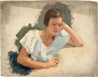Картины - Герман Сигер. Портрет девушки в белом платье