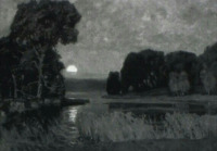 Картины - Карл Вендель. Пейзаж Вечер у озера