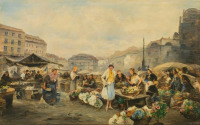 Картины - Эмиль Барбарини. Цветочный рынок Ам Хоф в Вене