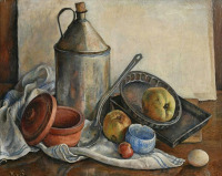 Картины - Хильда ван Стокум. Яблоки и кухонная утварь