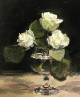 Картины - Рэйчел Персонет. Белые розы в бокале