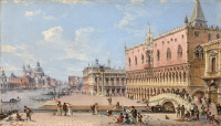 Картины - Джованни Грубач. Рива-дельи-Скьявони и Палаццо Дукале в Венеции