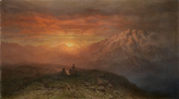 Картины - Илья Занковский. Закат в Кавказских горах