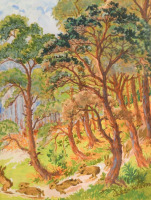 Картины - Луи Уэйн. Кролики на лесной тропинке