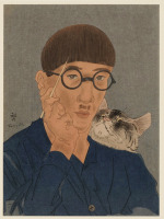 Картины - Леонард Цугухару Фудзита. Автопортрет с кошкой