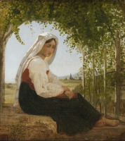 Картины - Огюст Виншон. Итальянская красавица под виноградной шпалерой