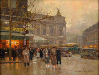 Картины - Эдуард Кортес. Кафе де ля Пэ в Париже