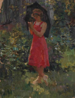 Картины - Владимир Шаталов. Девушка под зонтиком