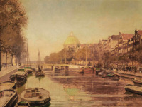 Картины - Ганс Херрманн. Вид на Сингель и церковь Капелькерк в Амстердаме