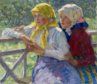 Картины - Николай Богданов-Бельский. Латгальские девушки в палатках