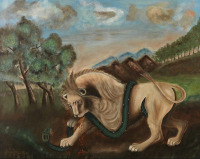 Картины - Анри Руссо. Джунгли. Лев борется со змеёй
