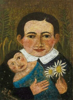 Картины - Анри Руссо. Детский портрет Девочка с куклой и ромашками