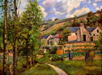 Картины - Камиль Писсарро. Пейзаж близ Понтуаза,  1874