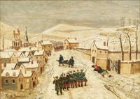 Картины - Анри Руссо. Зимний пейзаж. Военная сцена 1970 года