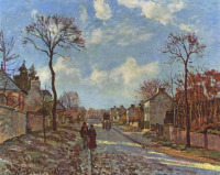 Картины - Камиль Писсарро. Дорога из Лувесьенна. 1872