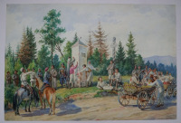 Картины - Картини художника Юзефа Беркмана (1838-1919)-присвячені польським повстанцям 1863 р. на засланні у Сибіру. Сам художник був одним із польських засланців. Відпочинок біля прикордонного стовпа.Папір,акварель.