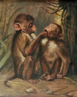 Картины - Фриц Линцер. Две обезьянки