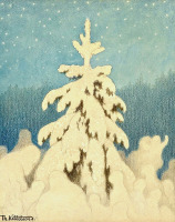 Картины - Теодор Киттельсен. Рождественская ёлка под снегом