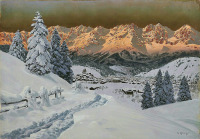 Картины - Алоиз Арнеггер. Сумерки в горах Тироля