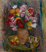 Картины - Шарль Камуан. Натюрморт с вазой цветов и фруктами