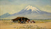 Картины - Рихард Зоммер. Лагерь кочевников перед горой Арарат