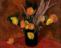 Картины - Надя Бенуа. Оранжевые и жёлтые маки в вазе