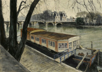 Картины - Александр Бенуа. Вид на Новый мост и Национальную Галерею в Париже