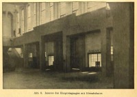 Калининград - Кёнигсберг. Вид изнутри Дома техники на главный вход с воротами для проезда железнодорожных вагонов.