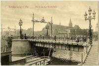 Калининград - Кёнигсберг. Вид на Кафедральный собор на острове Кнайпхоф и Дровяной мост