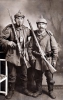 Черняховск - Инстербургские солдаты в полной экипировке с оружием во время 1 Мировой войны.